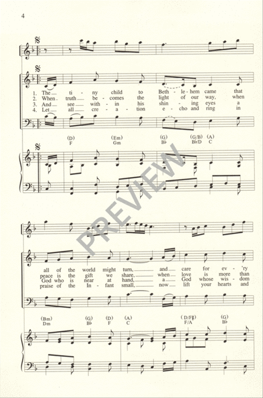 The Tiny Child to Bethlehem Came 4-Part scores gallery preview page 5