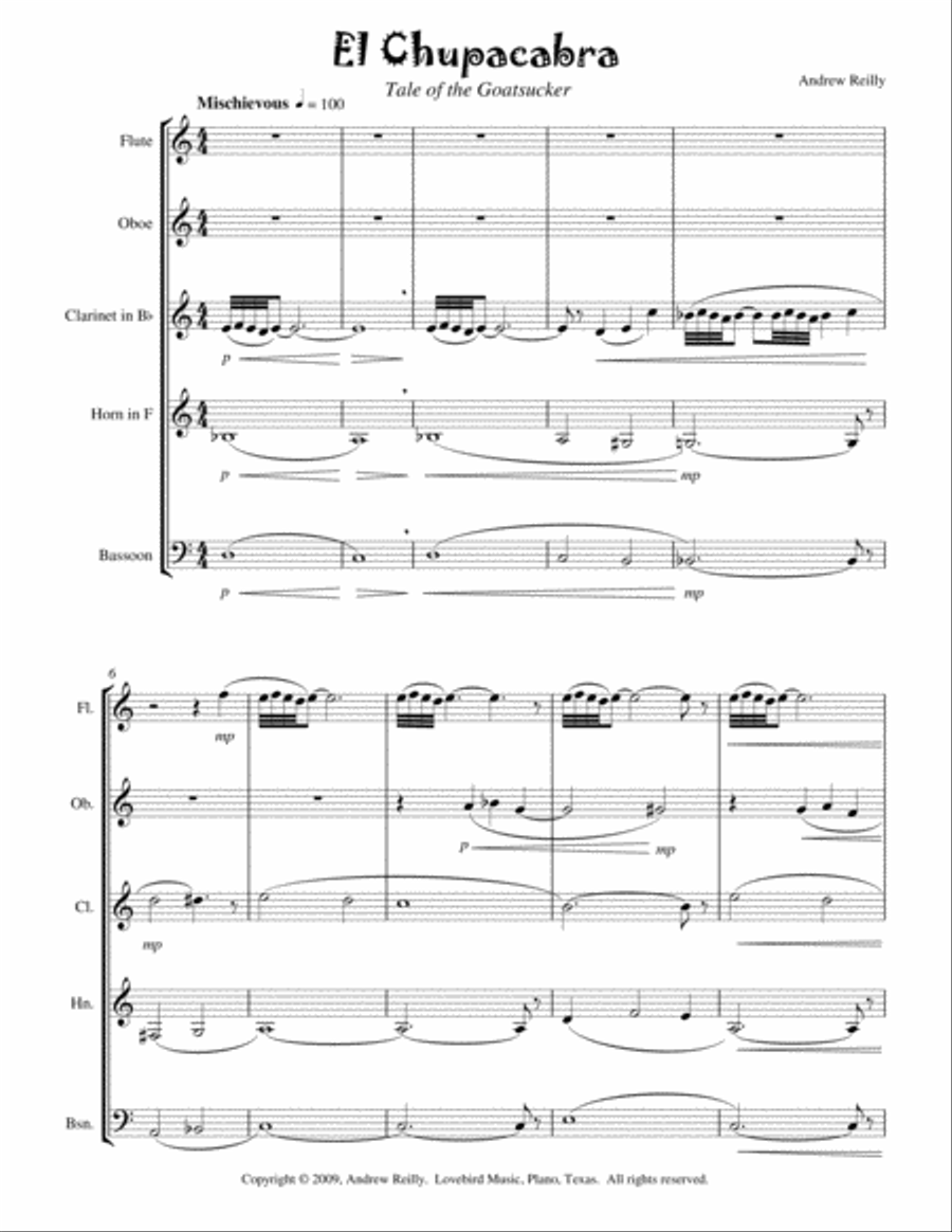 El Chupacabra El Chupacabra Woodwind Quintet scores gallery preview page 2