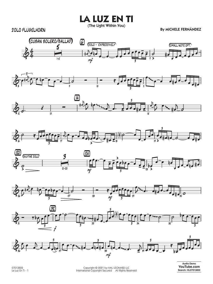 La Luz En Ti (The Light Within You) (Flugelhorn Feature) - Solo Flugelhorn Jazz Ensemble scores gallery preview page 1