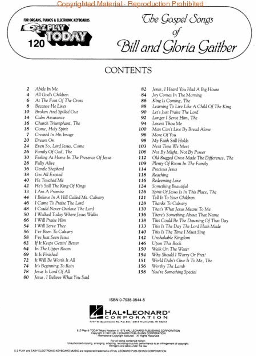 The Gospel Songs of Bill and Gloria Gaither Voice scores gallery preview page 2