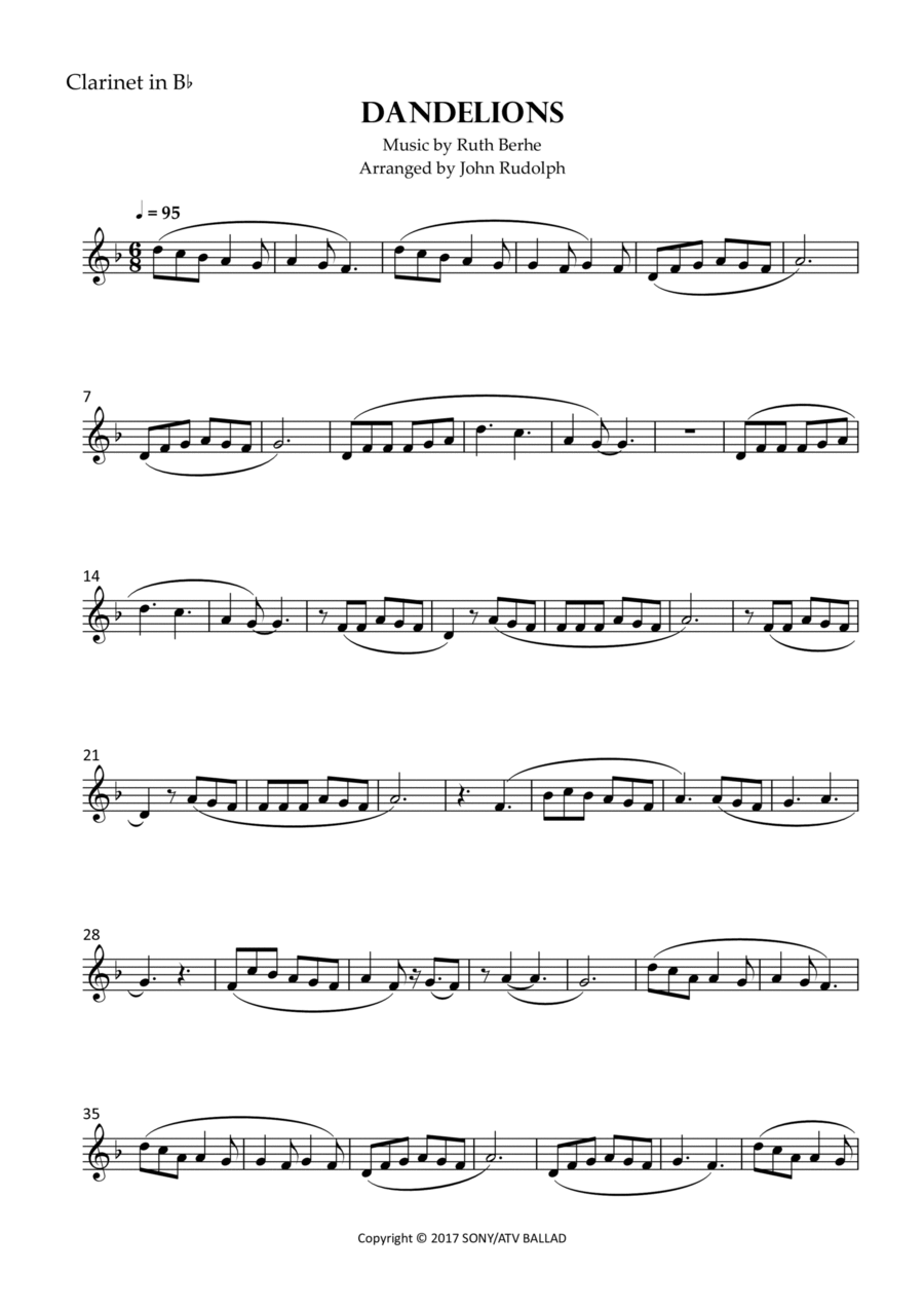 Dandelions B-Flat Clarinet scores gallery preview page 1