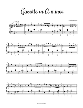 Book cover for Gavotte in A minor for Early Intermediate Solo Piano
