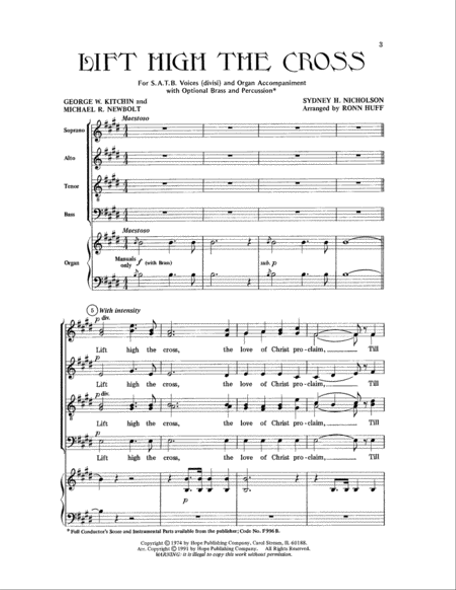 Lift High the Cross Lift High the Cross SSATBB scores gallery preview page 3