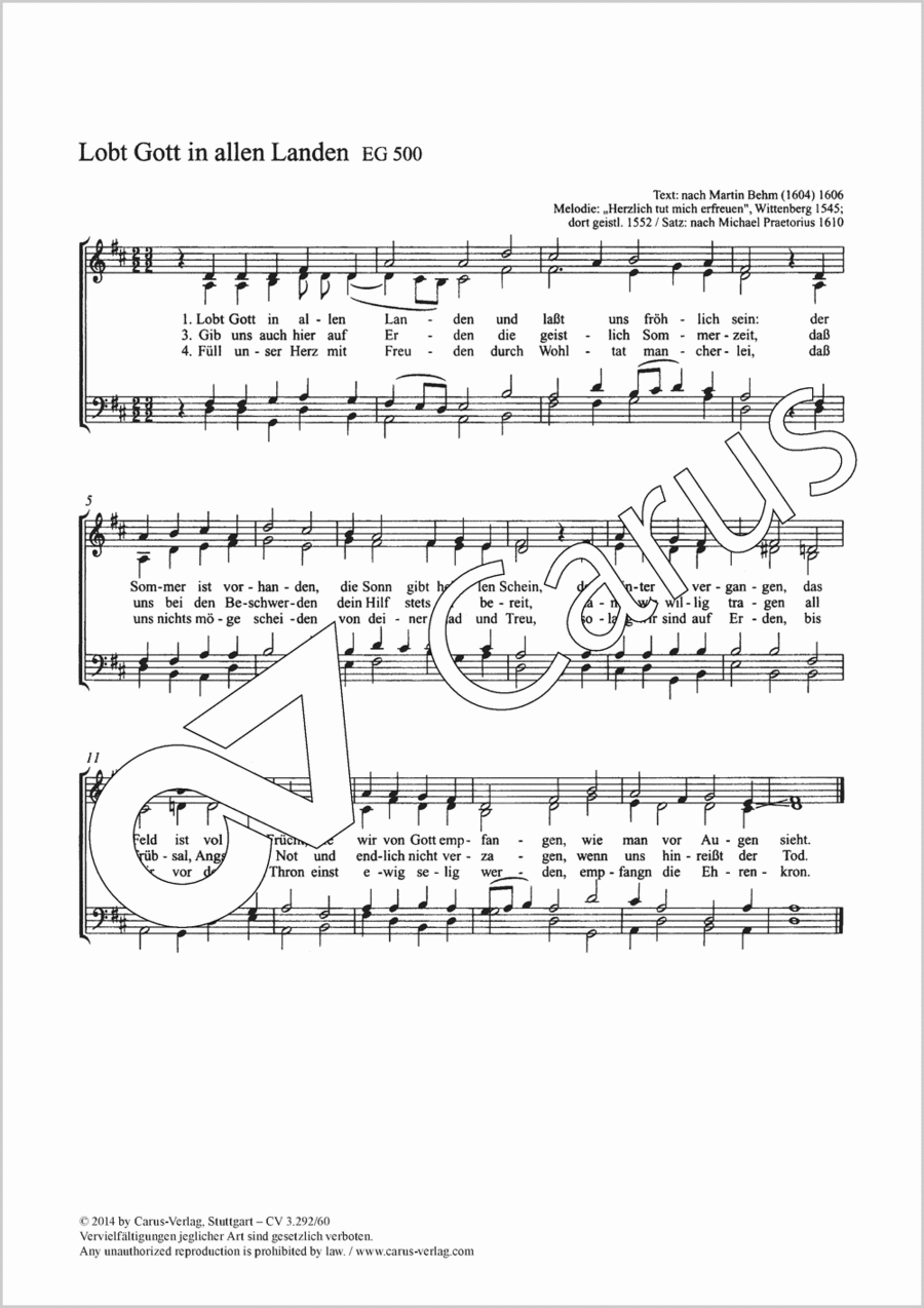 Lobt Gott in allen Landen 4-Part scores gallery preview page 1