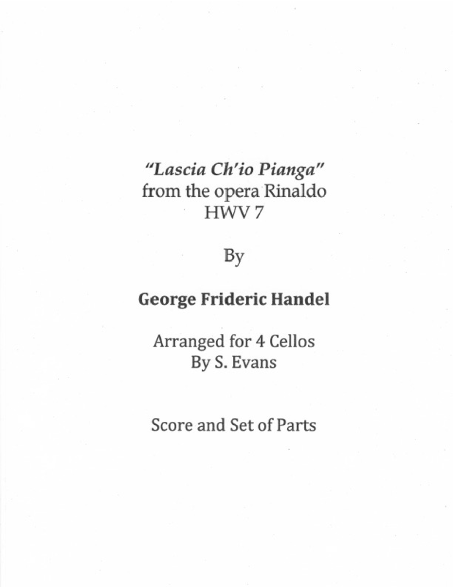 Lascia ch'io pianga for Cello Quartet Small Ensemble scores gallery preview page 1