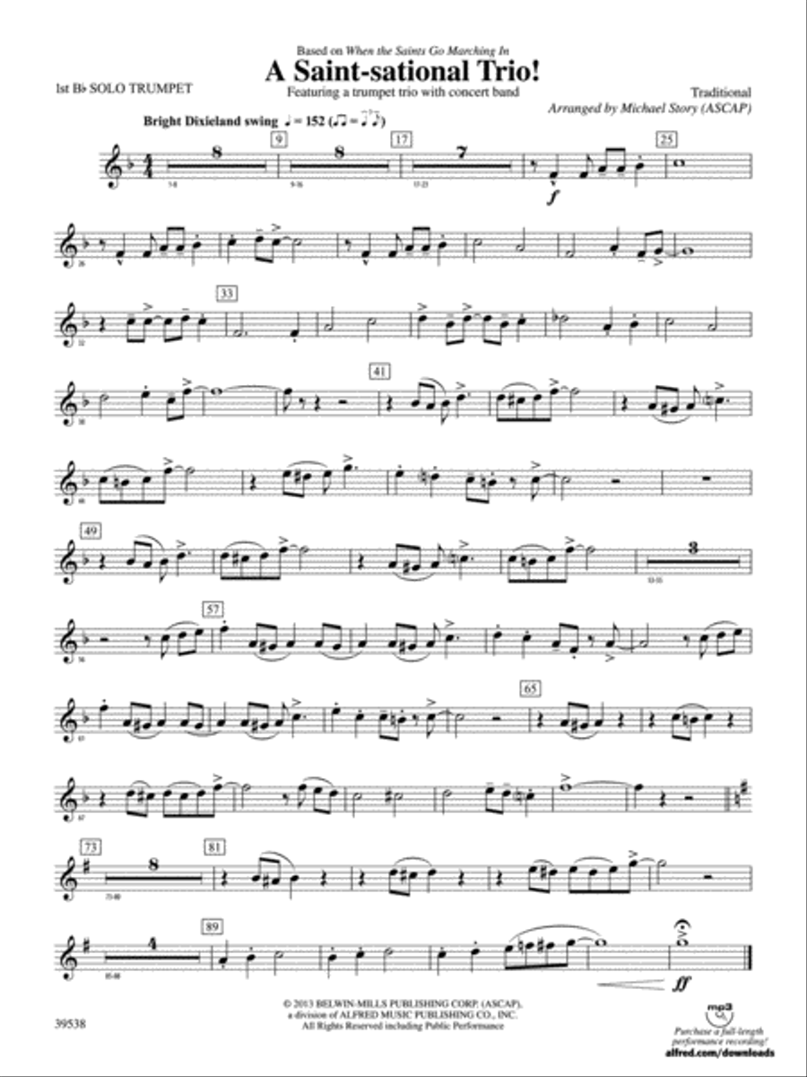 A Saint-sational Trio!: Optional Solo Bb Trumpet Concert Band scores gallery preview page 1