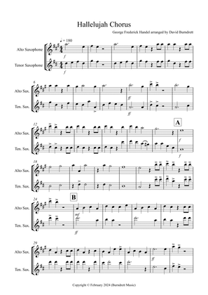 Hallelujah Chorus for Alto and Tenor Saxophone Duet