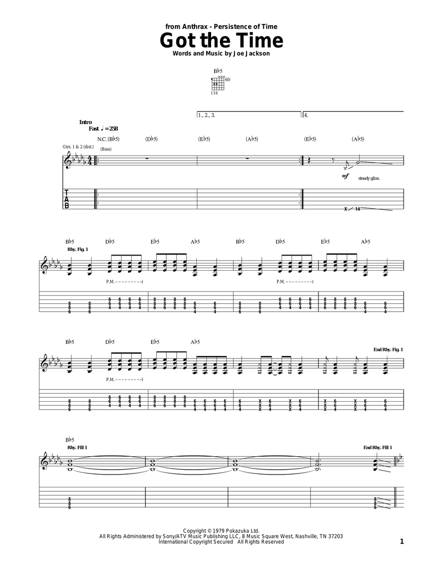 Got The Time Acoustic Guitar scores gallery preview page 1