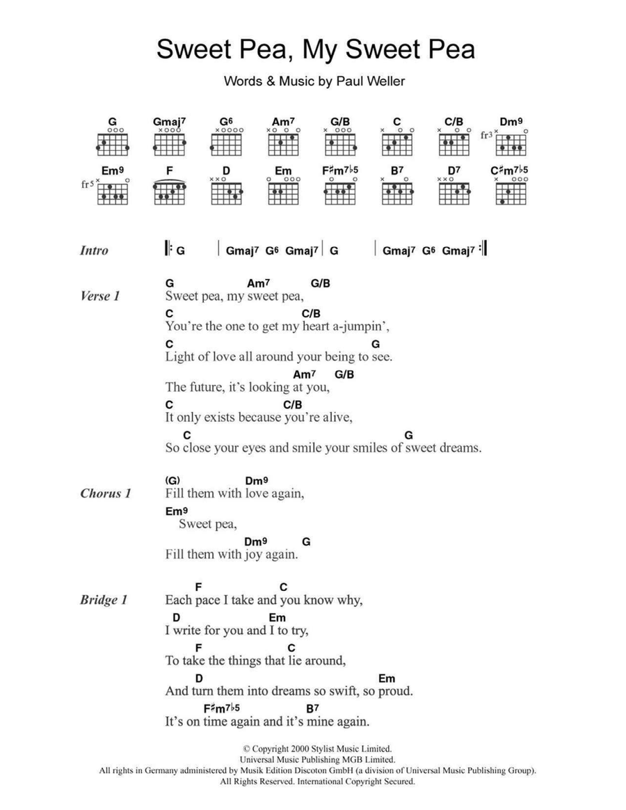 Sweet Pea, My Sweet Pea Easy Guitar scores gallery preview page 1