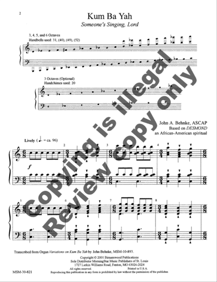 Kum Ba Yah Kum Ba Yah Handbell Choir scores gallery preview page 7