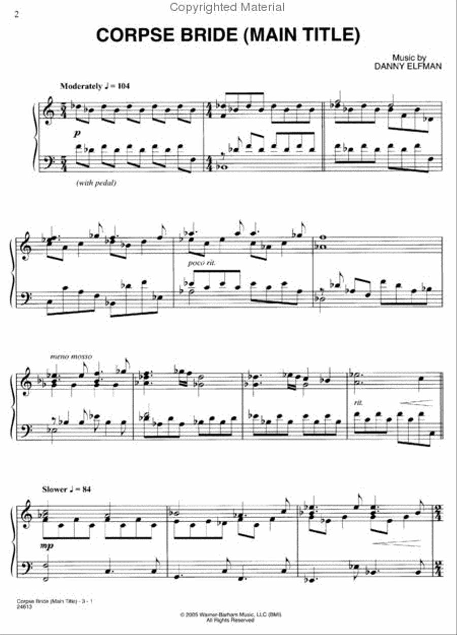 Corpse Bride (Main Title) Small Ensemble scores gallery preview page 2