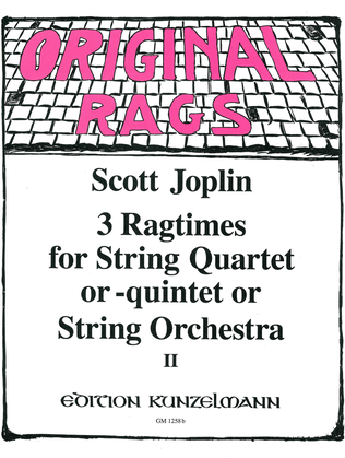 Book cover for 3 ragtimes for string quartet or string orchestra, Volume 2