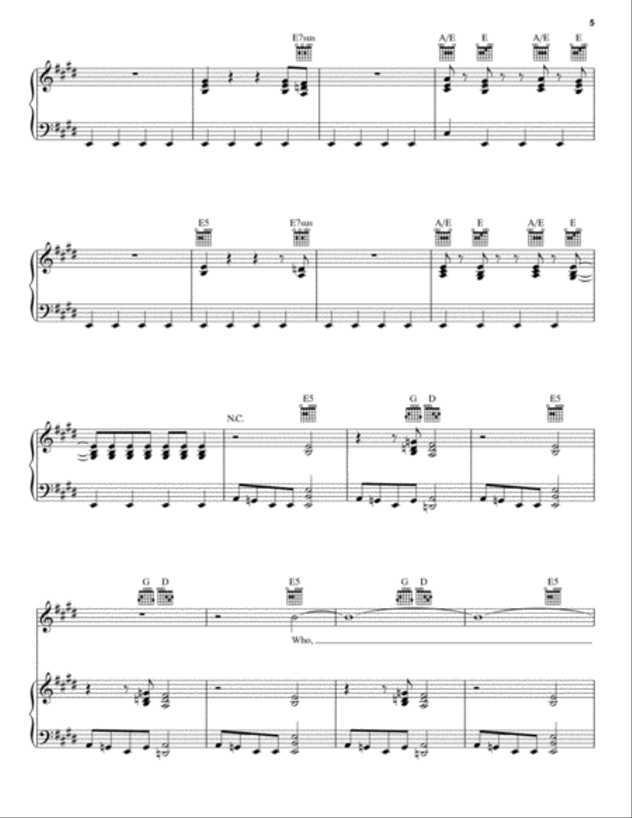Who Are You (from CSI: Crime Scene Investigation) Piano, Vocal, Guitar scores gallery preview page 5