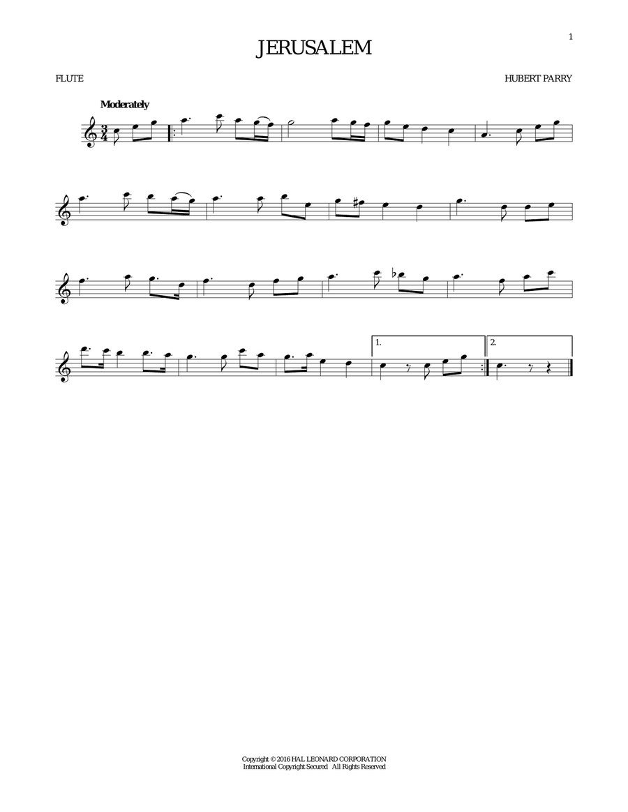 Jerusalem Jerusalem Flute Solo scores gallery preview page 1