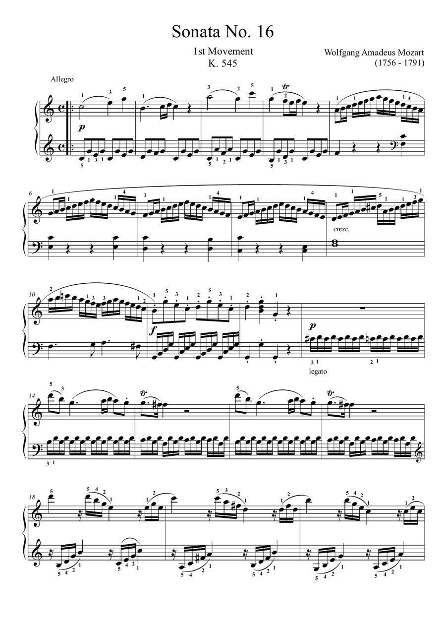 Piano Sonata C major K 545 Piano Solo scores gallery preview page 1