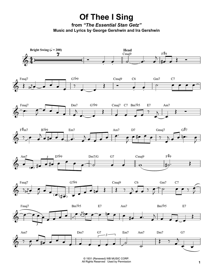Of Thee I Sing Of Thee I Sing Alto Saxophone scores gallery preview page 1
