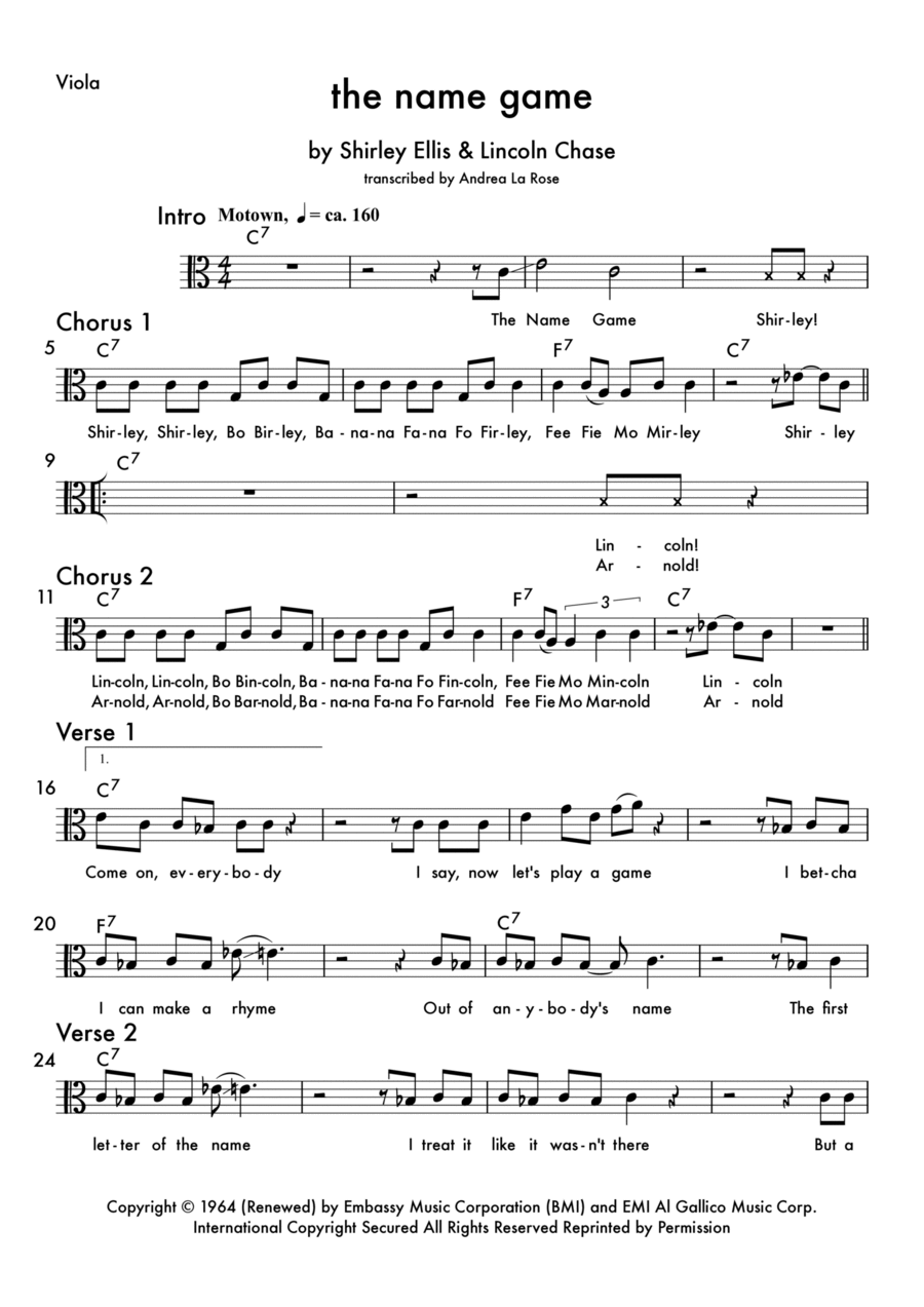The Name Game Piano scores gallery preview page 1