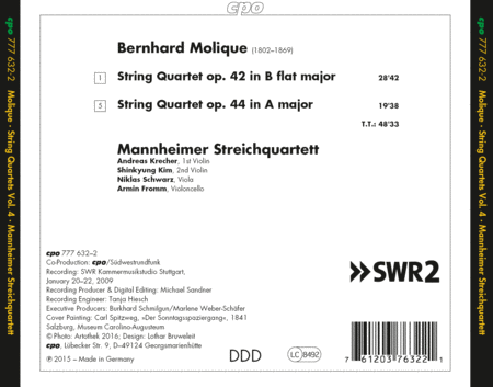 Bernhard Molique: String Quartets Opp. 42 & 44