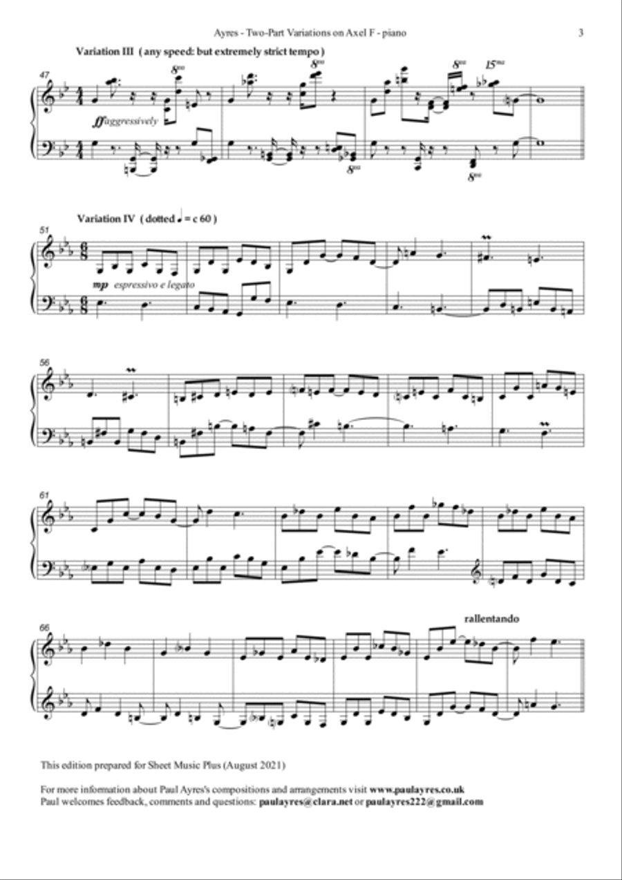 Axel F Piano Solo scores gallery preview page 4