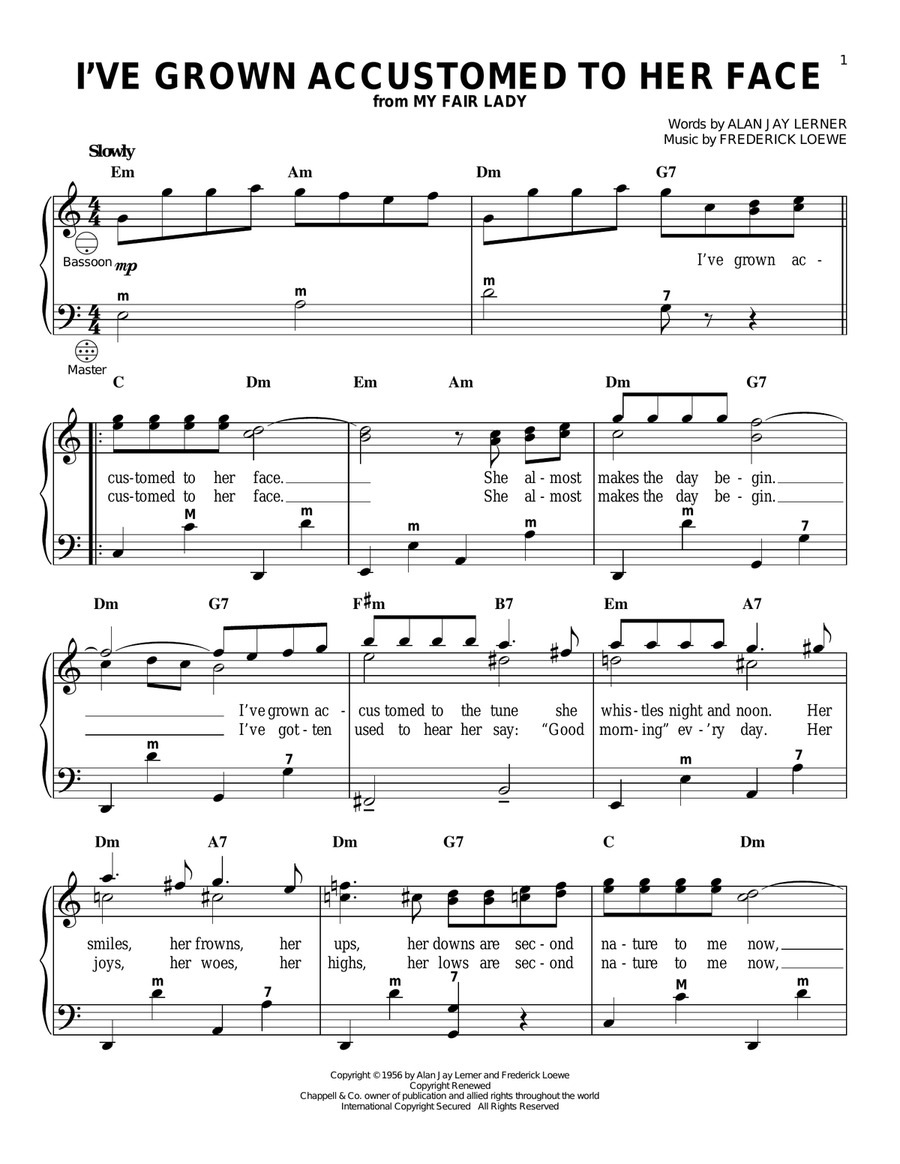 I've Grown Accustomed To Her Face Accordion scores gallery preview page 1