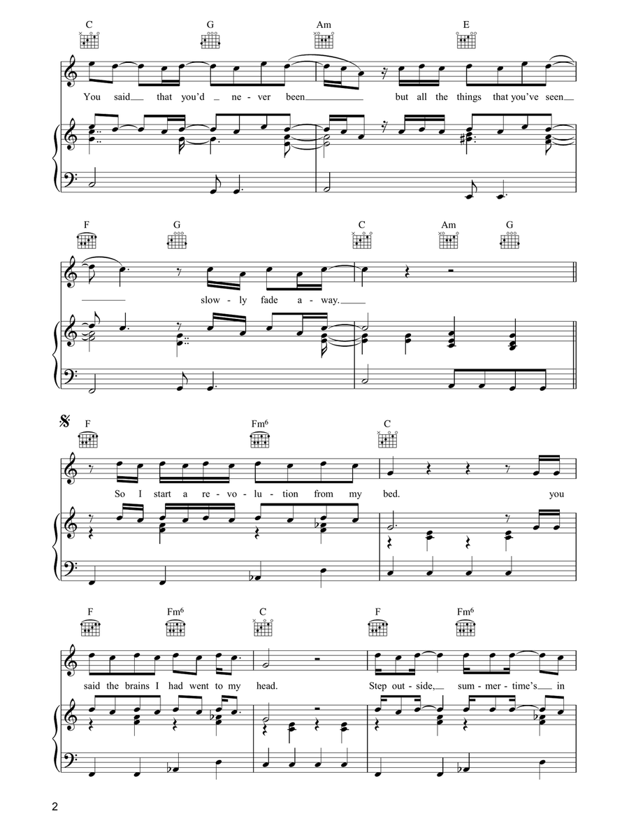 Don't Look Back In Anger Piano, Vocal, Guitar scores gallery preview page 2