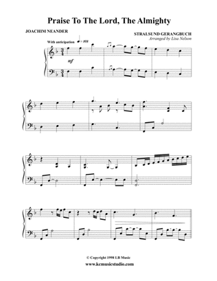 Praise to the Lord, The Almighty - Piano Solo - Advanced