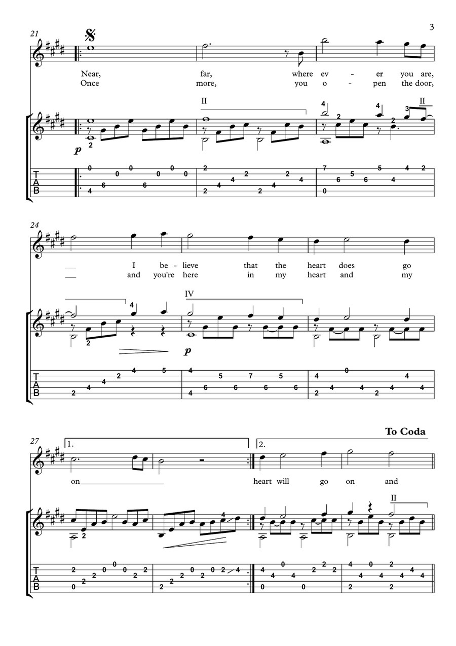 My Heart Will Go On (Love Theme from Titanic) Acoustic Guitar scores gallery preview page 3