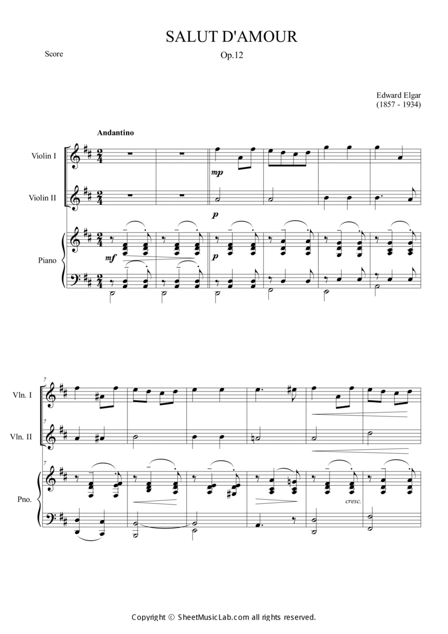 Salut d'amour Salut d'amour Piano Trio scores gallery preview page 1