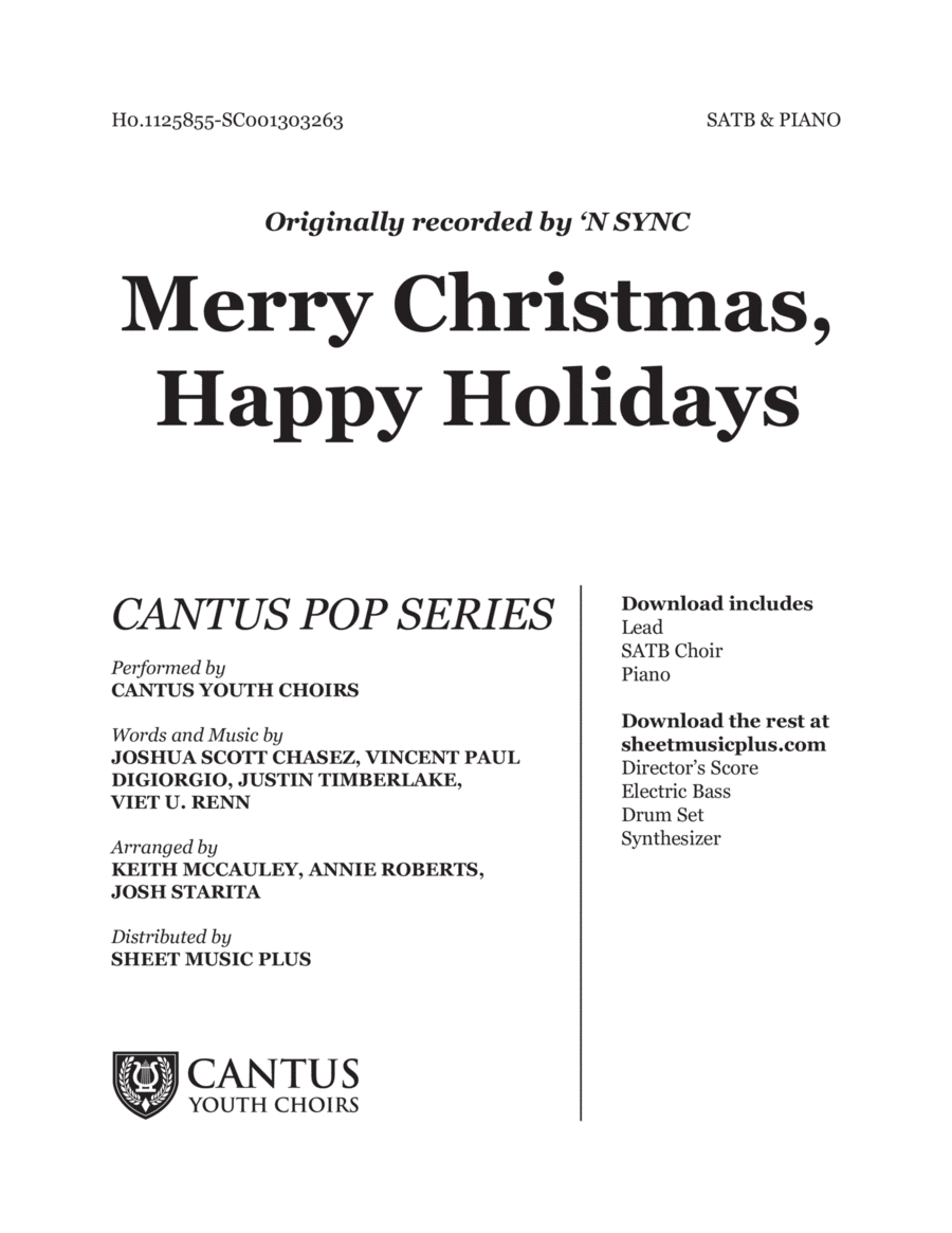 Merry Christmas, Happy Holidays 4-Part scores gallery preview page 1