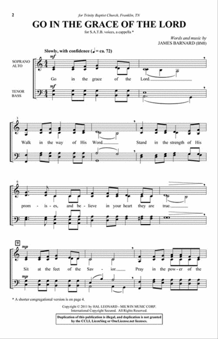 Go in the Grace of the Lord 4-Part scores gallery preview page 2