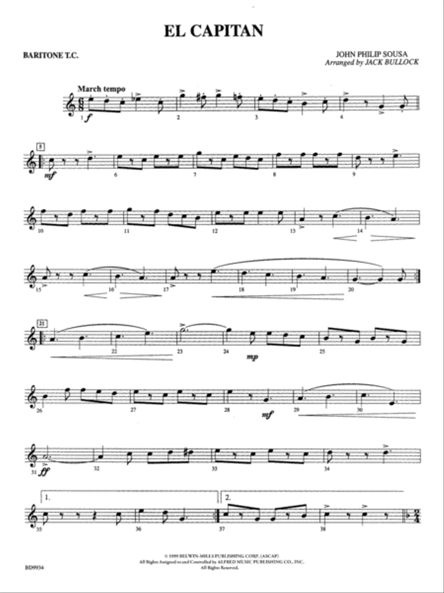 El Capitan: Baritone T.C. Concert Band scores gallery preview page 1