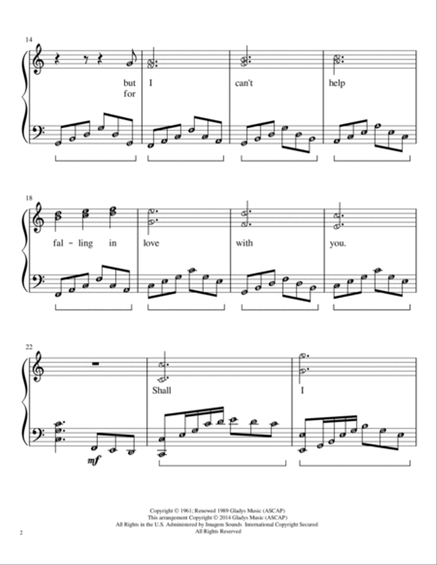 Can't Help Falling In Love Voice scores gallery preview page 2