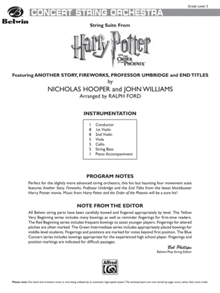 Book cover for Harry Potter and the Order of the Phoenix, String Suite from: Score