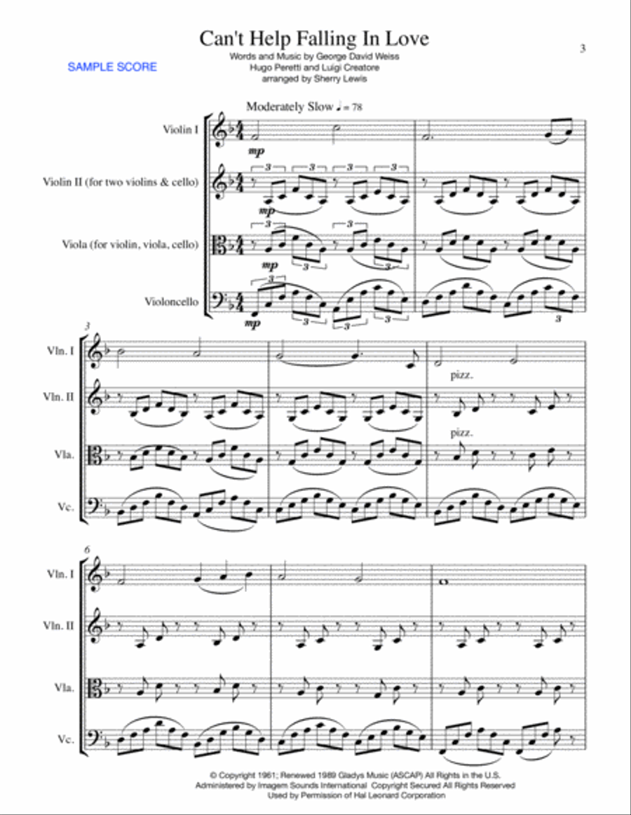 Can't Help Falling In Love String Trio scores gallery preview page 4