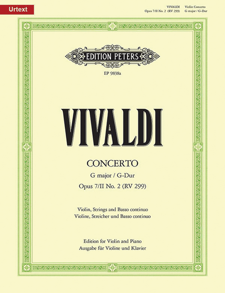 Violin Concerto in G Op. 7/II No. 2 (RV 299) (Edition for Violin and Piano) Violin Solo scores gallery preview page 1