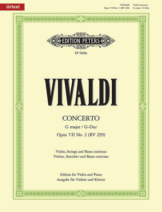 Book cover for Violin Concerto in G Op. 7/II No. 2 (RV 299) (Edition for Violin and Piano)
