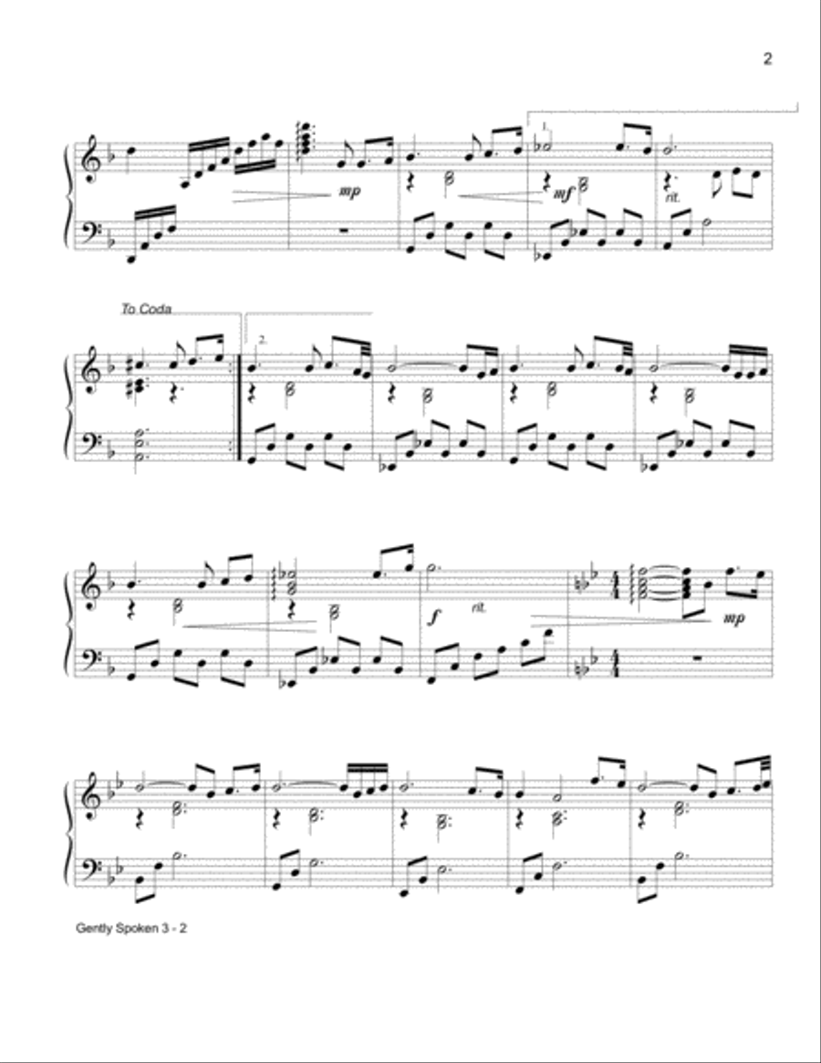 Gently Spoken Piano Solo scores gallery preview page 2