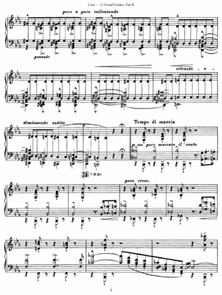 Franz Liszt - 12 Grand Etudes, Part II No. 7, in Eb Major