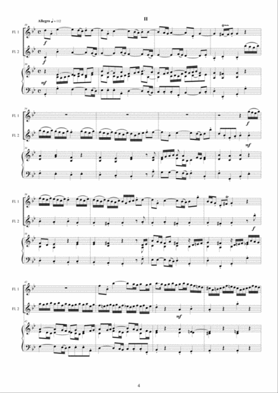 Handel - Concerto in G minor HWV 287 for Two Flutes and Piano - Score and Parts Flute Duet scores gallery preview page 4
