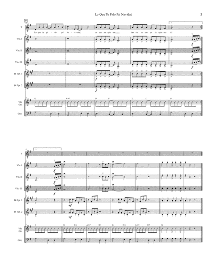 Lo Que Te Pido Pa' Navidad for Mariachi Ensemble and Tenor Voice Small Ensemble scores gallery preview page 3