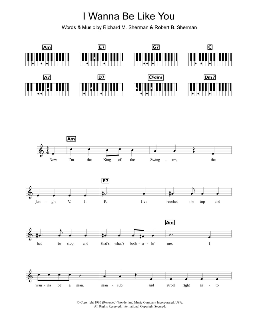 I Wanna Be Like You (from The Jungle Book) Piano Solo scores gallery preview page 1