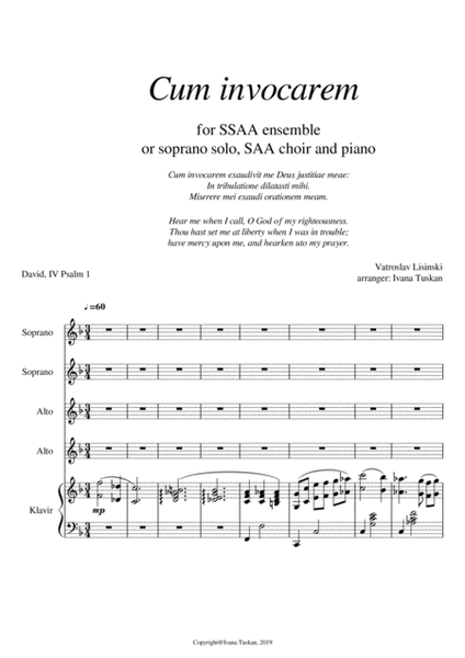 Cum invocarem, for SSAA and piano image number null