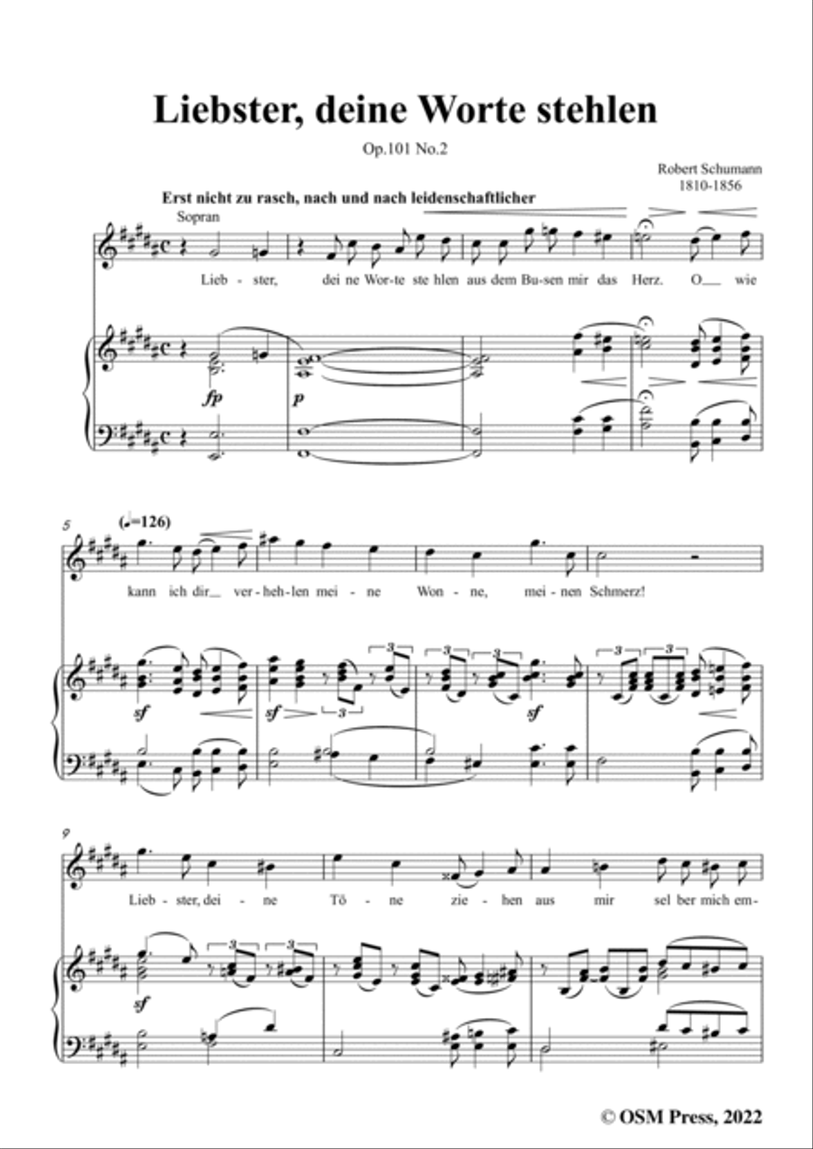 Schumann-Liebster,deine Worte stehlen,Op.101 No.2,in B Major Voice scores gallery preview page 3
