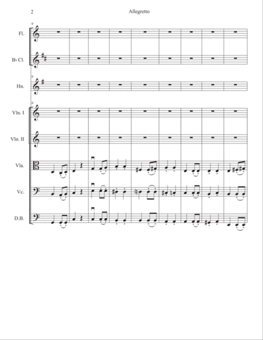 Beethoven Symphony 7, movement 2, abridged Chamber Orchestra scores gallery preview page 2