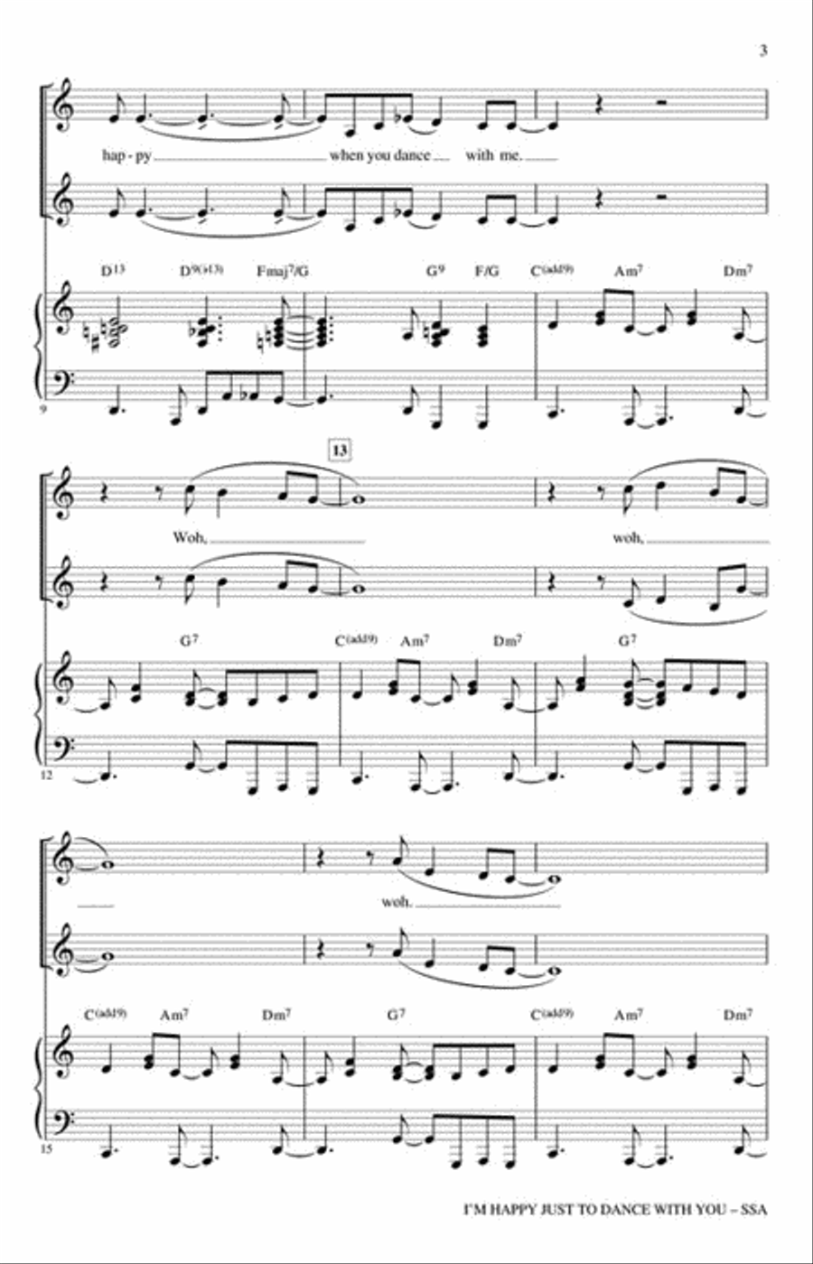I'm Happy Just to Dance with You SSA scores gallery preview page 3