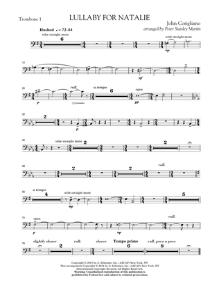 Lullaby for Natalie (arr. Peter Stanley Martin) - Trombone 1