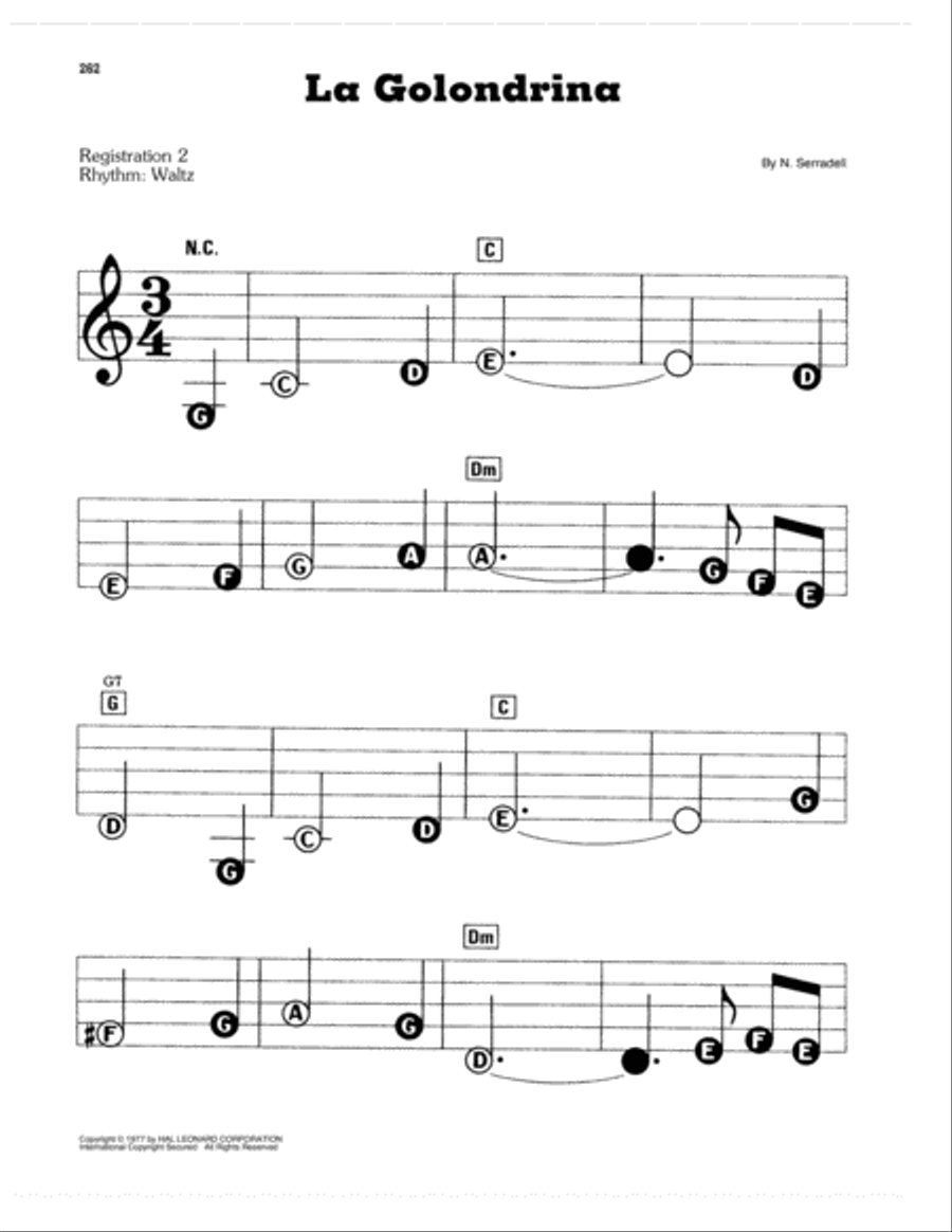 La Golondrina Electronic Keyboard scores gallery preview page 1