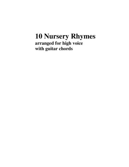 Ten nursery rhymes high voice, medium voice or low voice with guitar chords image number null