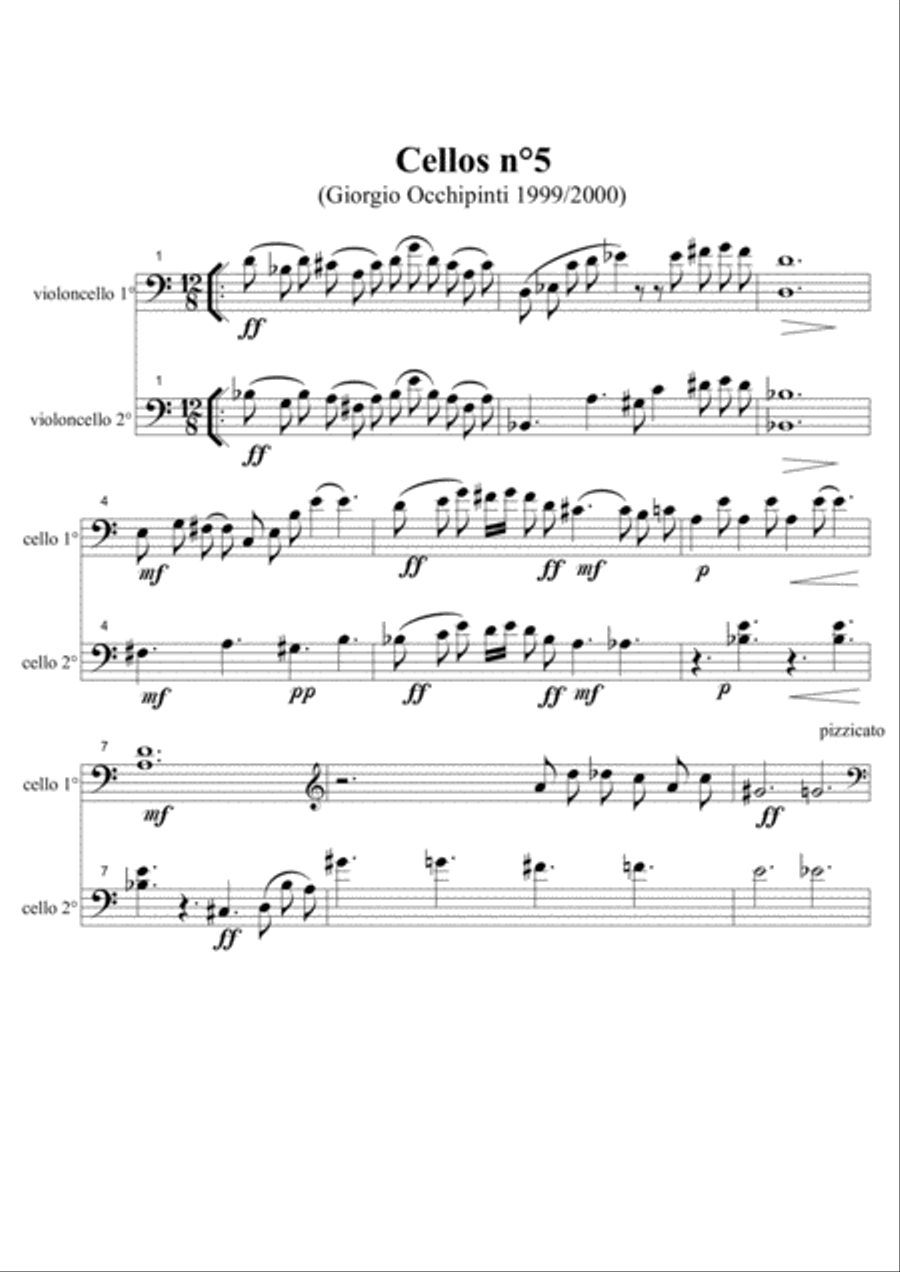 CELLOS N.5 CELLOS N.5 Cello Solo scores gallery preview page 1