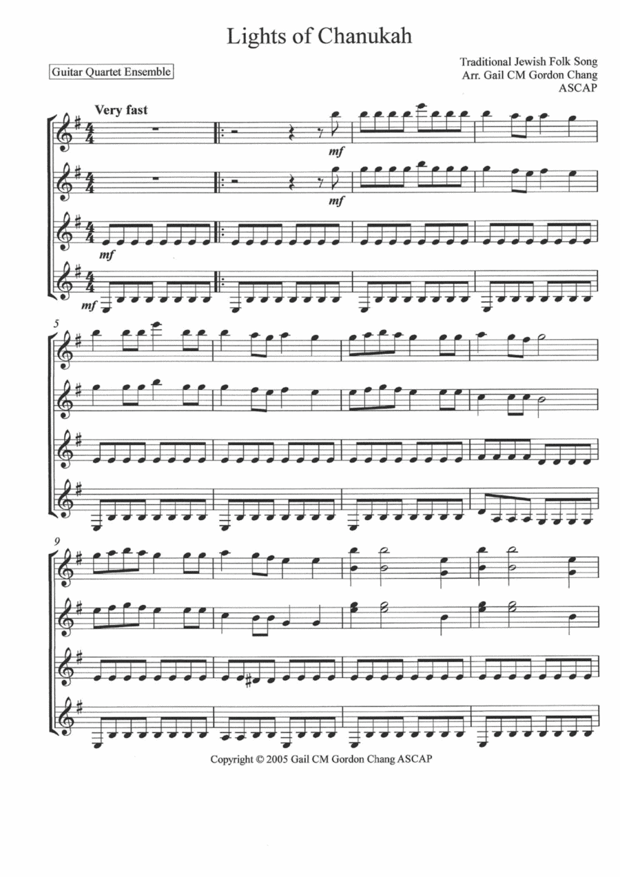Lights of Chanukah Lights of Chanukah Acoustic Guitar scores gallery preview page 1